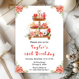Holiday Christmas Brunch Birthday Party Red Invitation