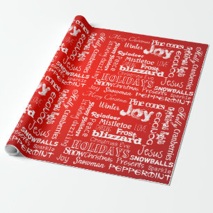 Holiday Christmas buzzwords fireball scarlet red Wrapping Paper