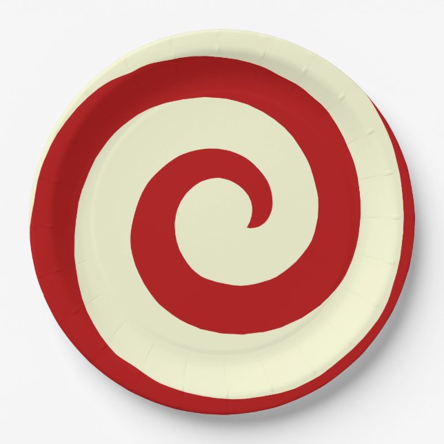 HOLIDAY CHRISTMAS CANDY SWIRL PAPER PLATE (Front)