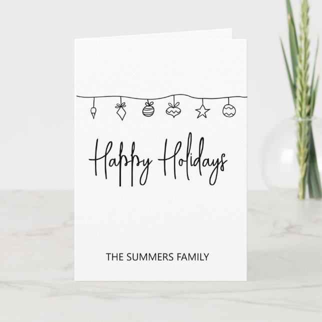 Holiday Christmas Card Minimalistic Doodle Simple (Front)