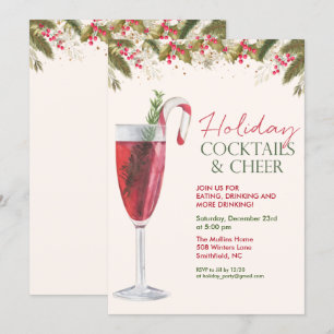 Holiday Christmas Cocktails Party Invitation