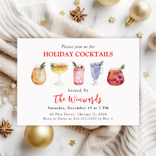 Holiday Christmas Cocktails Party Invitation