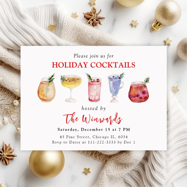 Holiday Christmas Cocktails Party Invitation (Creator Uploaded)