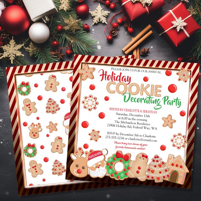 Holiday Christmas Cookie Decorating Party Invitation (Holiday Christmas Cookie Decorating Party Invitation)