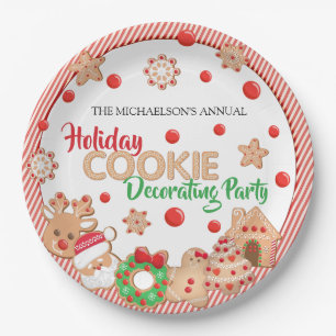 Holiday Christmas Cookie Decorating Party Paper Plate