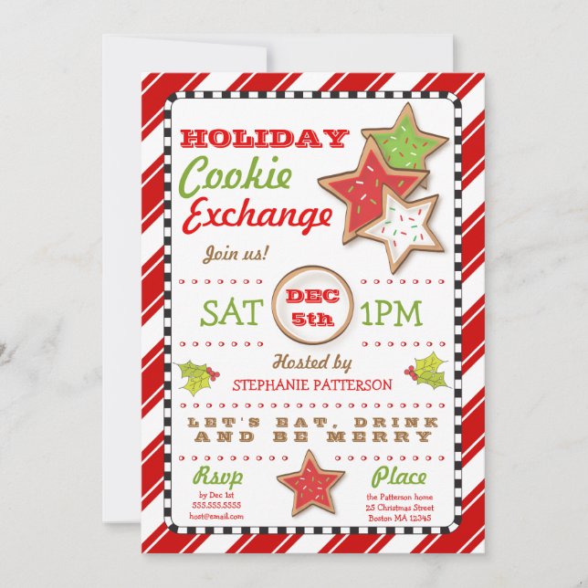 Holiday Christmas Cookie Exchange Invitation (Front)