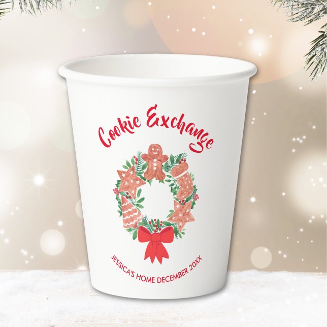Holiday Christmas Cookie Exchange Party Paper Cups (Creator Uploaded)