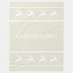 Holiday Christmas custom family reindeer parchment Fleece Blanket