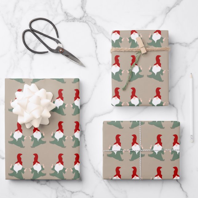 Holiday Christmas dancing gnomes festive fun Wrapp Wrapping Paper Sheet (Front)