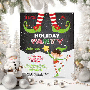 Holiday Christmas Elf Party in the snow invitation
