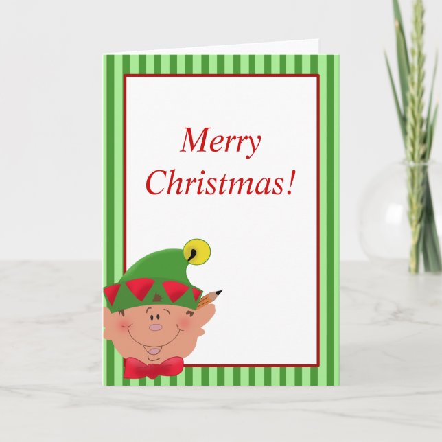Holiday Christmas ELF Santa's helper Card (Front)