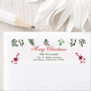 Holiday Christmas flowers Return Address Label