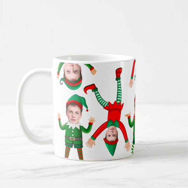 Holiday Christmas Gift Funny Elf Custom Face Coffee Mug (Left)