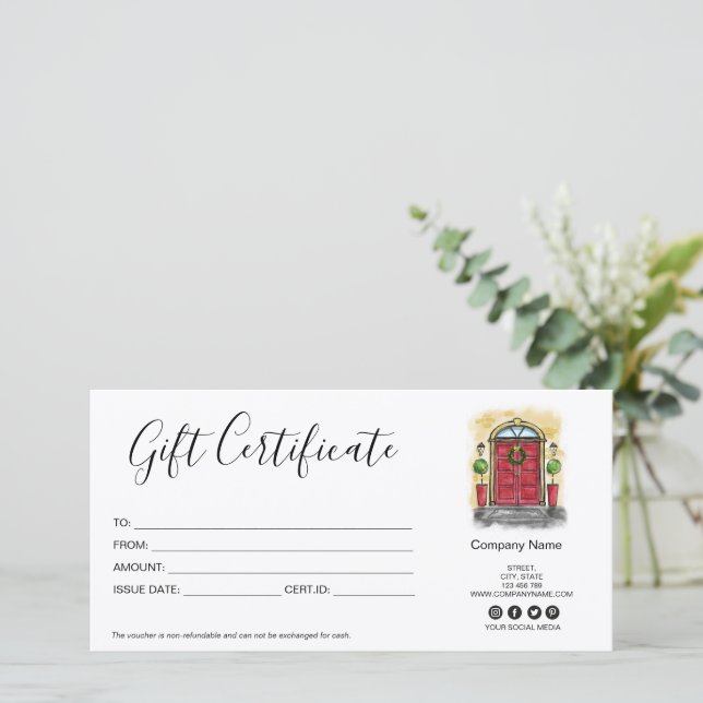 Holiday Christmas Gift Voucher certificate (Standing Front)