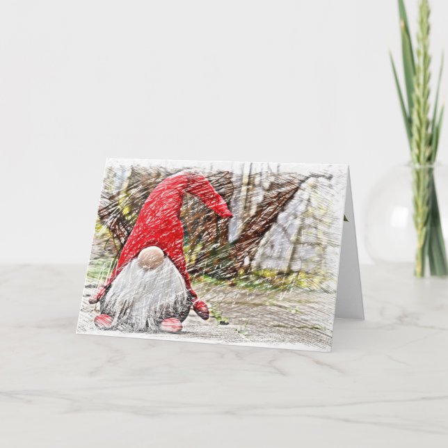 Holiday Christmas Gnome Greeting Card Invitation (Front)