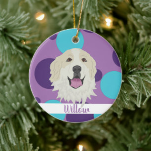 Holiday Christmas Great Pyrenees  Ceramic Ornament