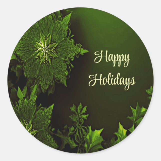 Holiday Christmas Green Floral Sticker (Front)