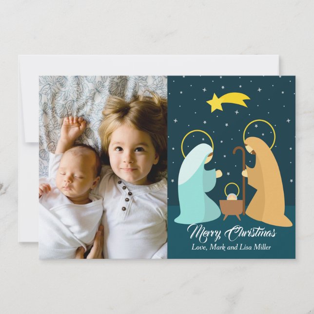 Holiday christmas greeting photo card Nativity (Front)