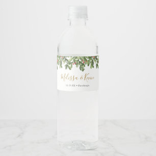 Holiday Christmas Holly Water Bottle Label