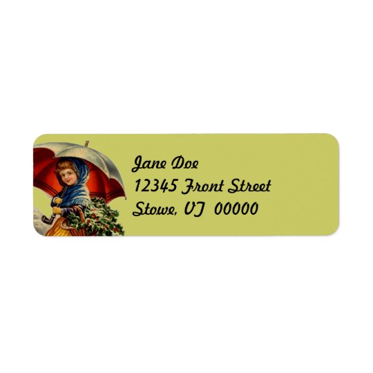 Holiday Christmas Ivy Basket Vintage Address Label