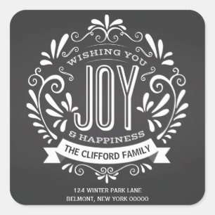 HOLIDAY CHRISTMAS JOY CHALKBOARD ADDRESS STICKERS