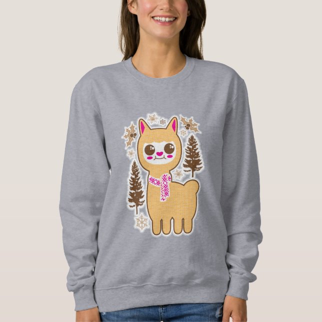 Holiday Christmas Kawaii Llama Sweatshirt (Front)