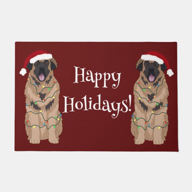 Holiday Christmas Leonberger Doormat (Front)