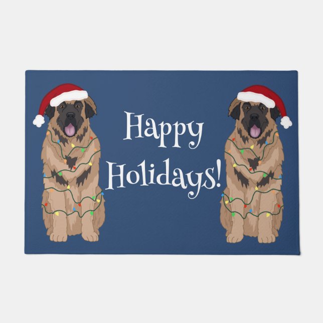 Holiday Christmas Leonberger Doormat (Front)