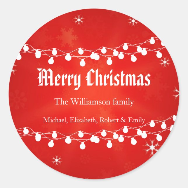 Holiday Christmas Lights Classic Round Sticker (Front)