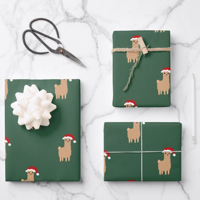 Holiday Christmas llama pattern jolly fun Wrapping Paper Sheet (Front)