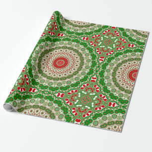 Holiday Christmas Mandala Kaleidoscope Medallion Wrapping Paper