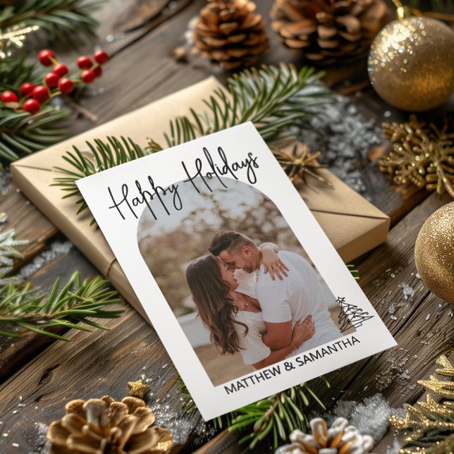 Holiday Christmas Minimalist Photo Personalised  Card (Creator Uploaded)