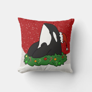 Holiday Christmas Orca Killer Whale Cushion
