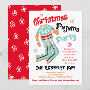 Holiday Christmas Pajama Party Invitation