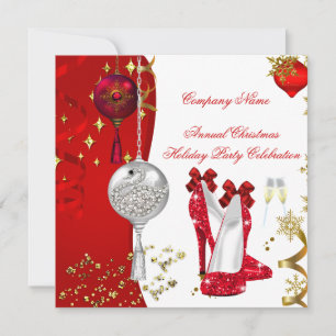 Holiday Christmas Party Champagne Heels Invitation