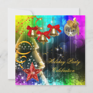 Holiday Christmas Party Colourful Glitter Invitation