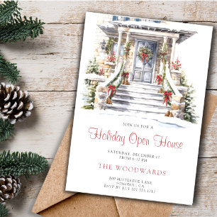Holiday Christmas Party   Holiday Decorated House Invitation