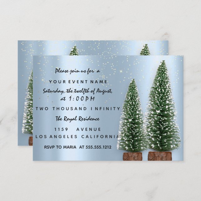 Holiday Christmas Party Invitation Blue Dinner Lux (Front/Back)