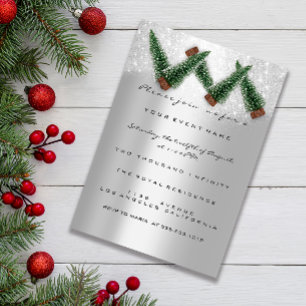 Holiday Christmas Party Invitation Grey Tree Winte