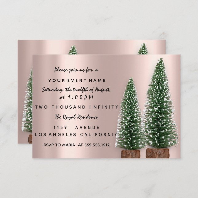 Holiday Christmas Party Invitation Rose Dinner Lux (Front/Back)