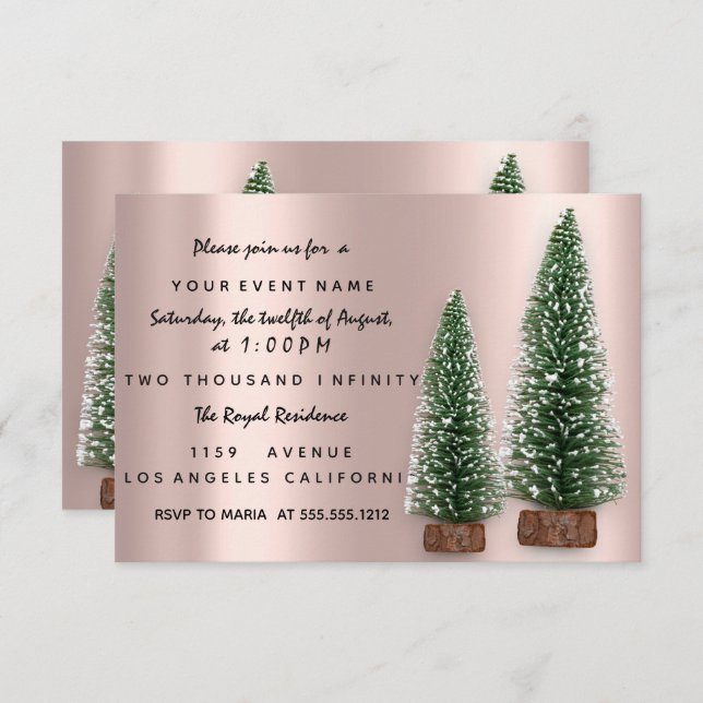 Holiday Christmas Party Invitation Rose Dinner Par (Front/Back)