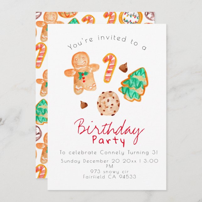 Holiday Christmas party kid birthday Invitation (Front/Back)