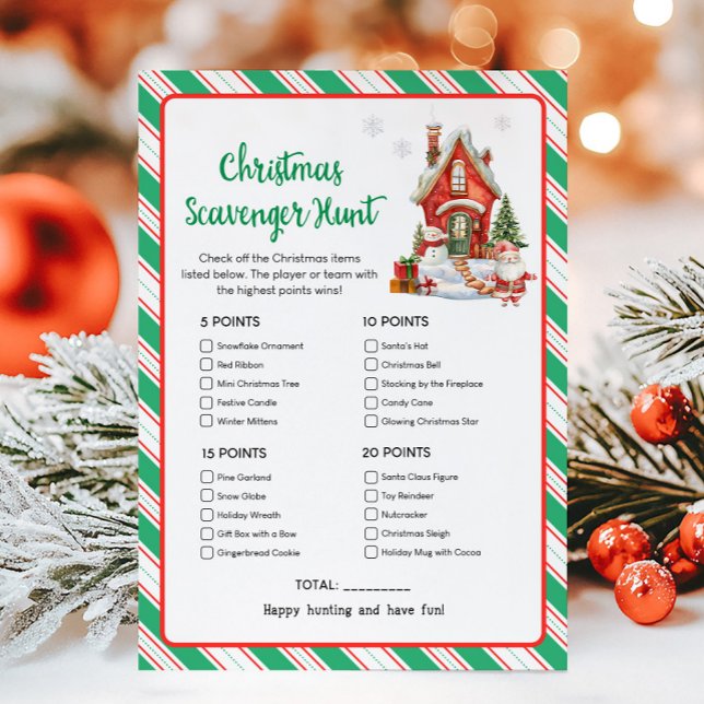 Holiday Christmas Party Scavenger Hunt Game Card (Christmas Party Games)