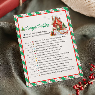 Holiday Christmas Party Tongue Twisters Game Card