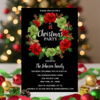 Holiday CHRISTMAS PARTY Wreath Black Red White