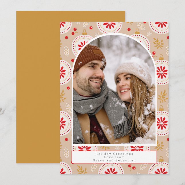 Holiday Christmas Pattern Photo Personalised Card (Front/Back)