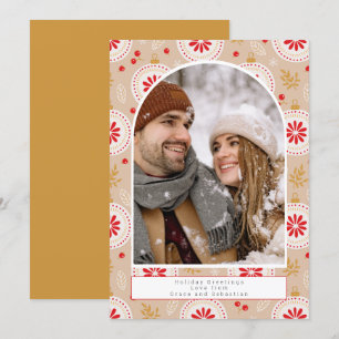 Holiday Christmas Pattern Photo Personalised Card