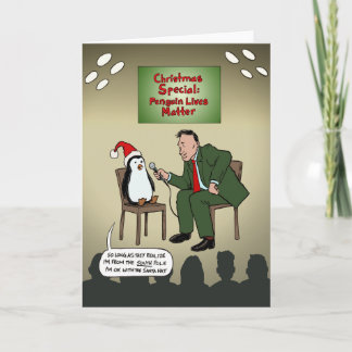 Holiday Christmas Penguin Greeting Card
