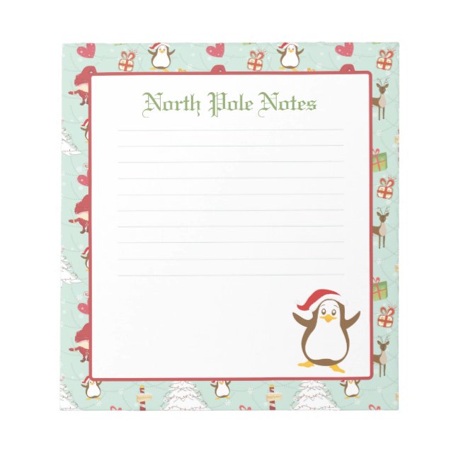 Holiday Christmas Penguin Lined Notepads (Front)