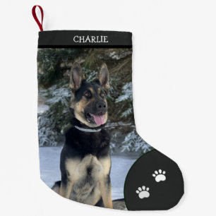 Holiday Christmas Personalised Pet Dog Photo Black Small Christmas Stocking